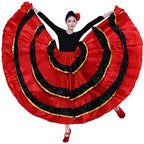 Satin Flamenco Skirt | Gold-Trim Ruffle | 360–720° Swing