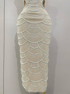 Pearl Beaded Sequin Bodycon Dress | Spaghetti Strap | Stage