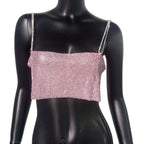 Sequin Crystal Chain Halter Tank Top - Festival & Stage Wear