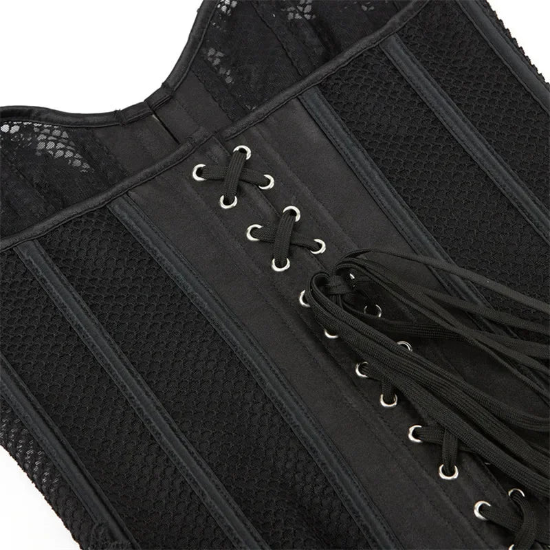 Mesh Underbust Corset | 16-Bone | Hollow Out | Plus Size
