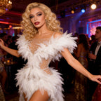 Rhinestone Winged Costume | White Mini Dress