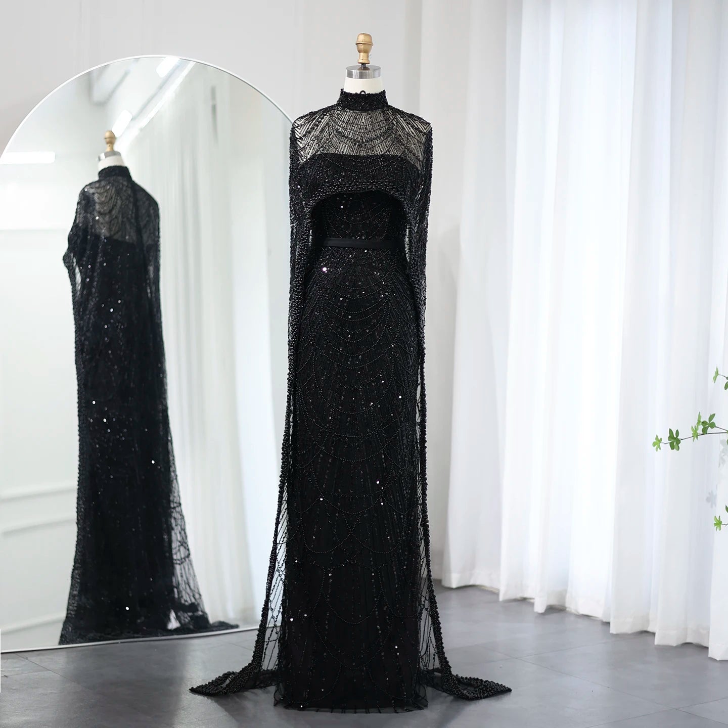 Pearl & Crystal Mermaid Gown | Cape Jacket | Strapless