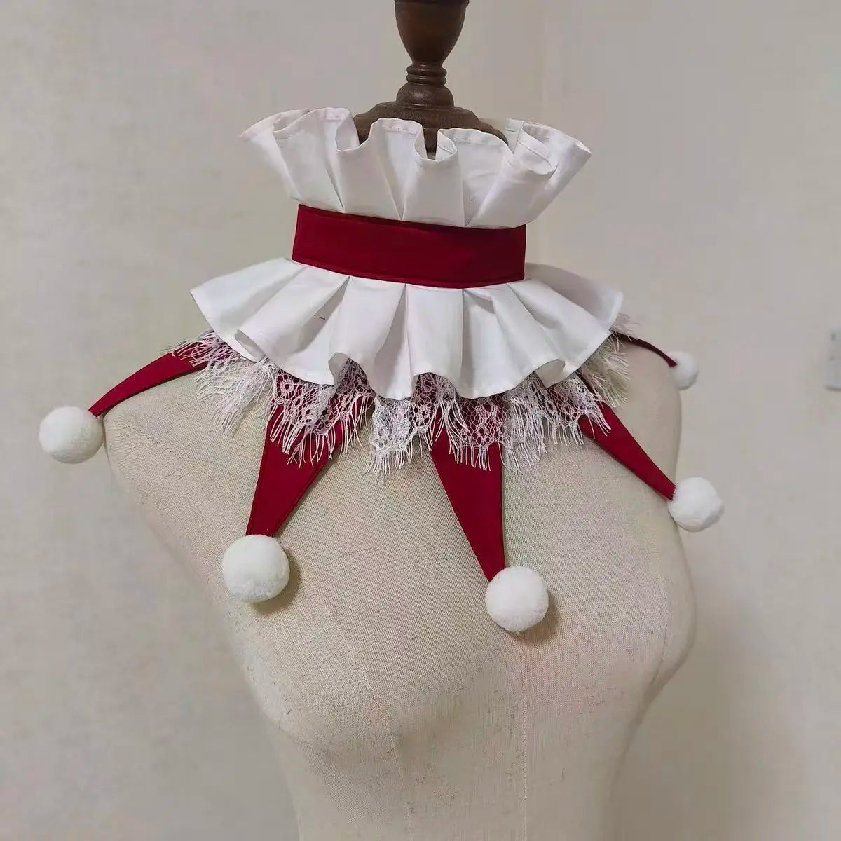 Jester Clown Ruff Collar | Pom-Pom & Star Tips | 12 Colors