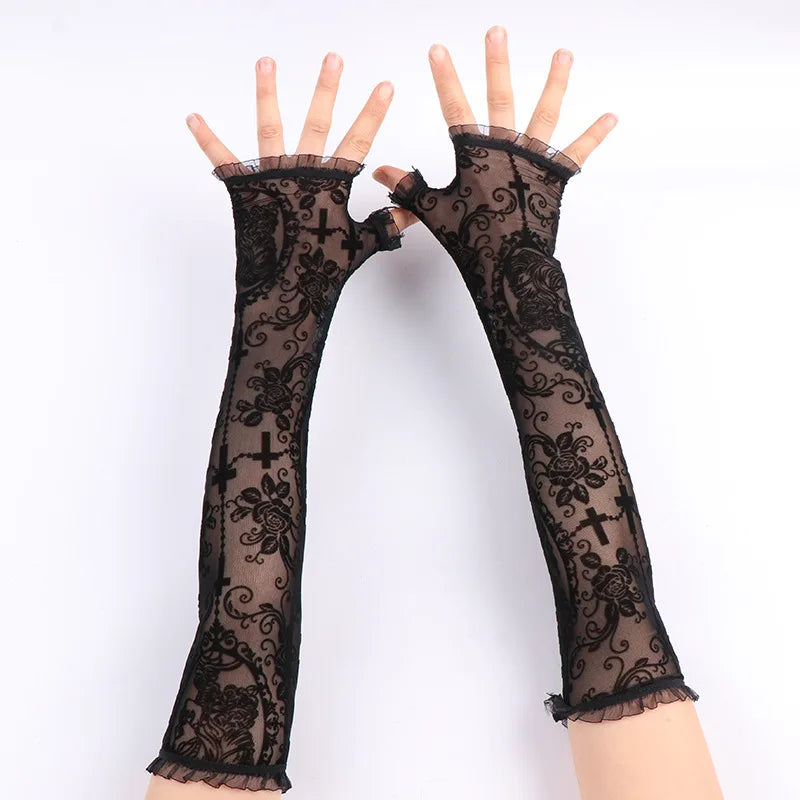 Black Lace Gloves | Rose & Cross