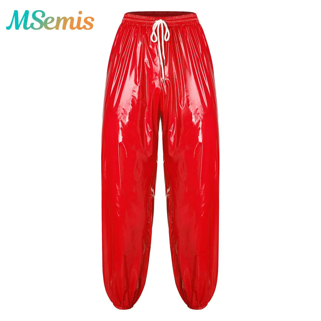 Men's Glossy Pants | Baggy Drawstring Fit