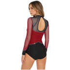 Prism Rhinestone Mesh-Sleeve Performance Leotard