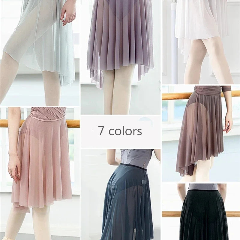 Mid-Length Mesh Ballet Skirt | Draped Tulle | One Size