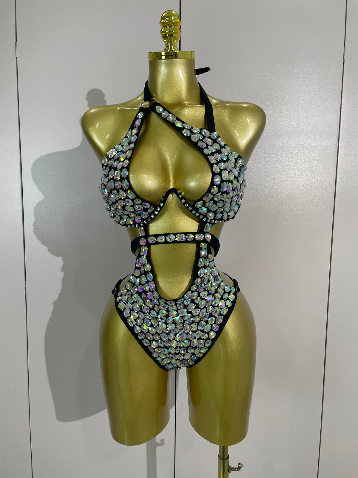 Crystal Diamond Cut-Out Bodysuit | Handmade | XS–L