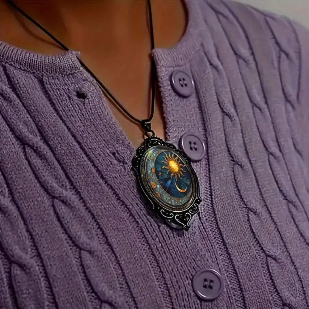 Gothic Glass Cameo Pendant Necklace | Sun Moon Witch | 7 Designs