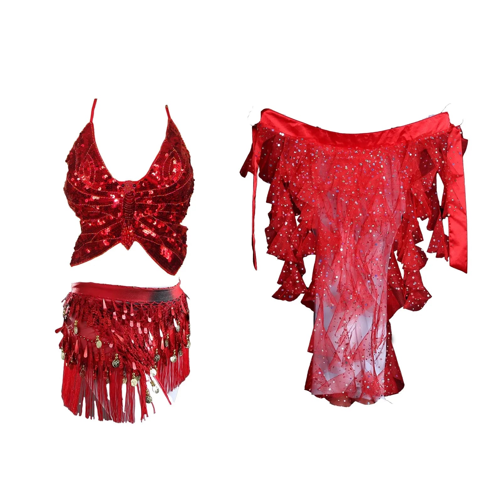 Belly Dance Sequin Halter Bra Top | Padded | Backless | 18 Colors