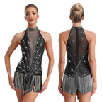 Tassel Fringe Leotard | Rhinestone | Latin Dance