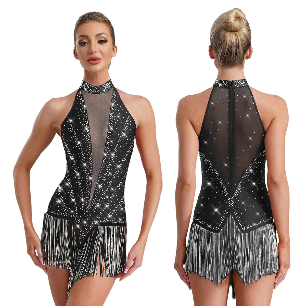 Tassel Fringe Leotard | Rhinestone | Latin Dance