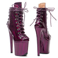 8-Inch Patent Ankle Platform Boots - Open Toe Boots