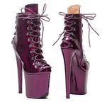 8-Inch Patent Ankle Platform Boots - Open Toe Boots