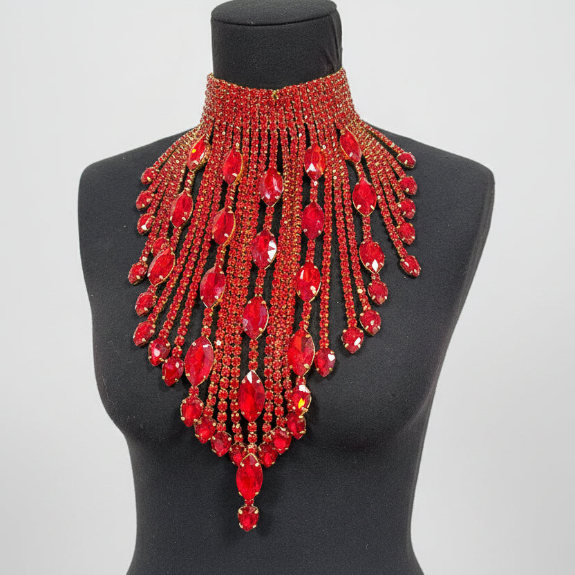 Crystal AB Tassel Necklace - Stunning Long Irregular Rhinestone Choker for Stage & Wedding
