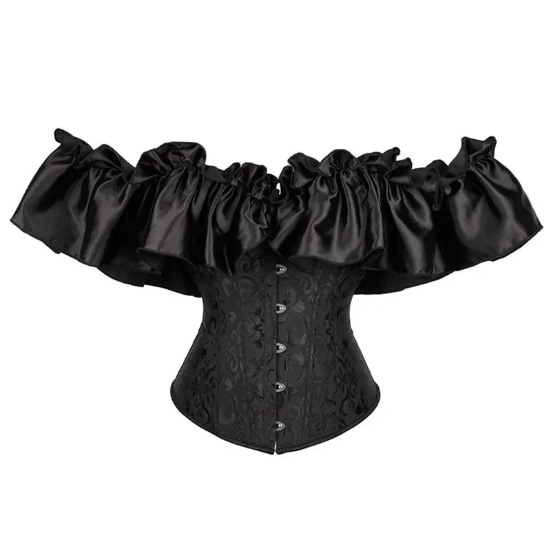Overbust Corset | Ruffled Off-Shoulder | Victorian Gothic