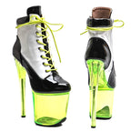 8-Inch Patent Black & White Ankle Boots