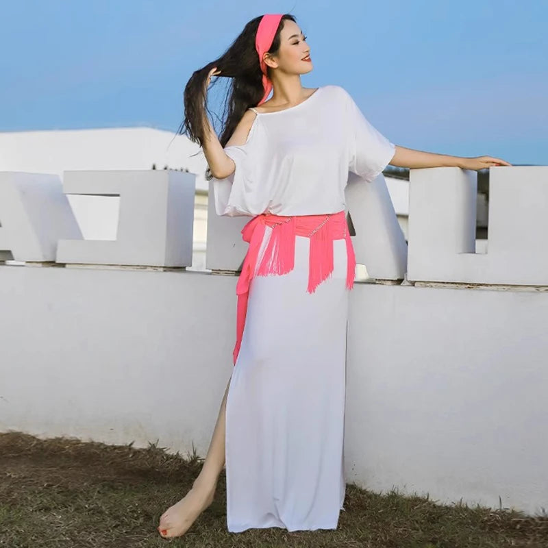 Saidi Baladi Dress | Silk 4-Piece Set with Belt & Headpiece