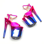 8-Inch Hot Pink Platform Sandals - Ankle Strap Dance Heels
