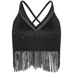 Fringe Tassel Crop Top | Crisscross Back | Latin Dance & Stage | 7 Colours