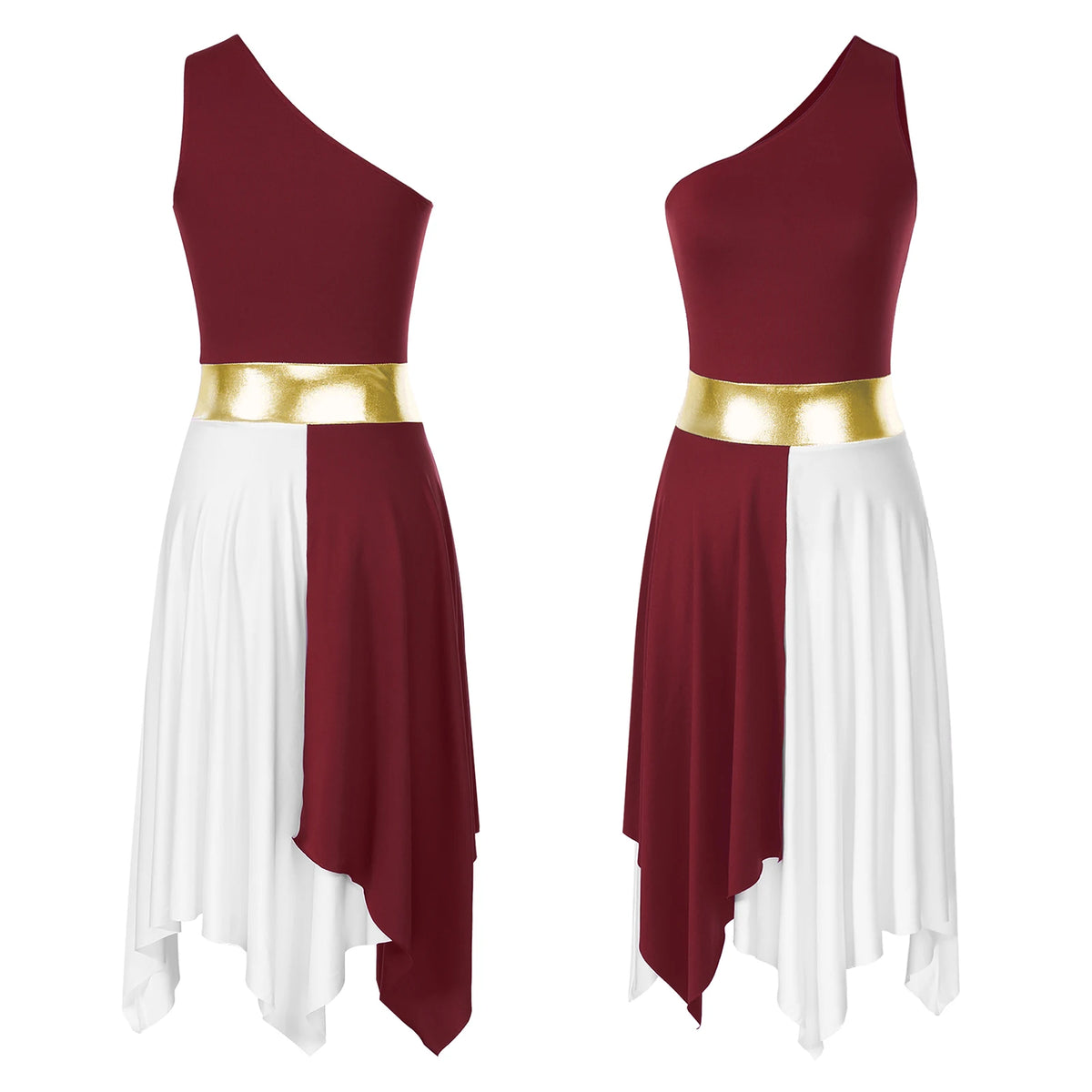 Lyrical Praise Dance Dress | Asymmetric Hem | Multi-Color