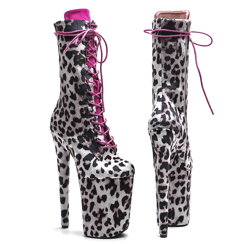 Leopard Print 9-Inch Platform Pole Dance Boots