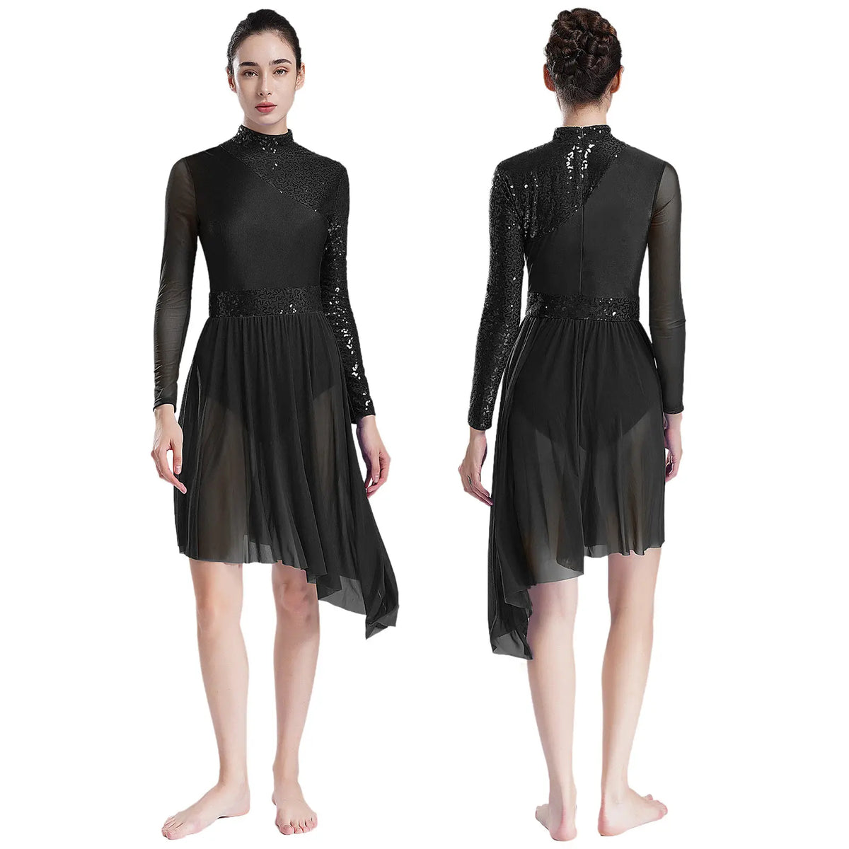 Sequin Lyrical Dress | Mesh Skirt | Long Sleeve
