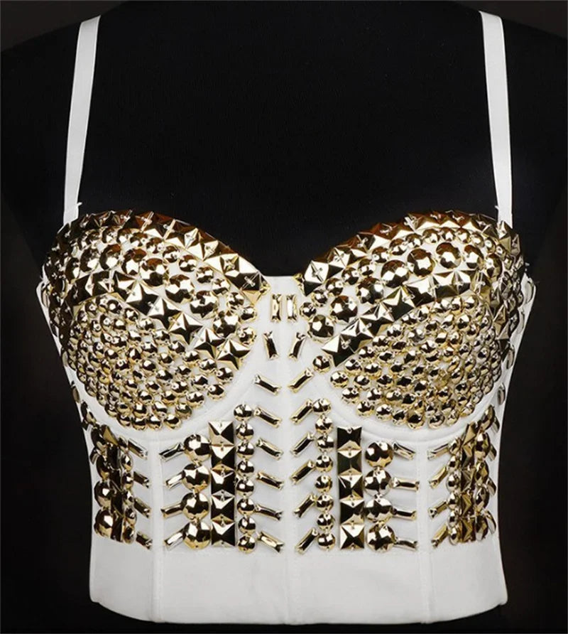 Rhinestone Beaded Bustier Bra Top | Stage & Party