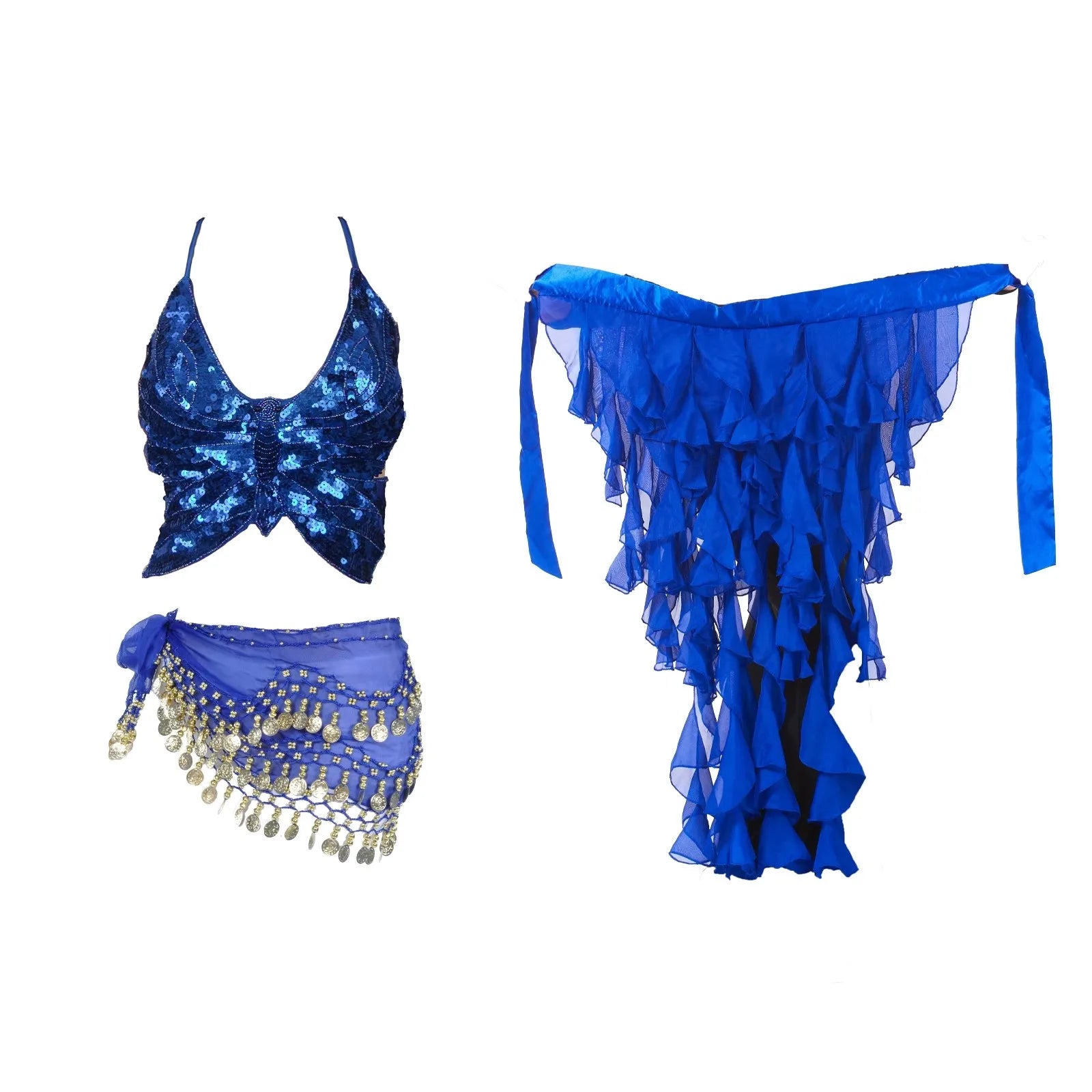 Belly Dance Sequin Halter Bra Top | Padded | Backless | 18 Colors