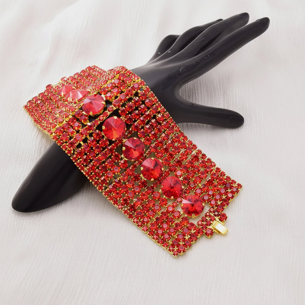 Crystal Rhinestone Cuff | Wide Bangle | Stage & Bridal