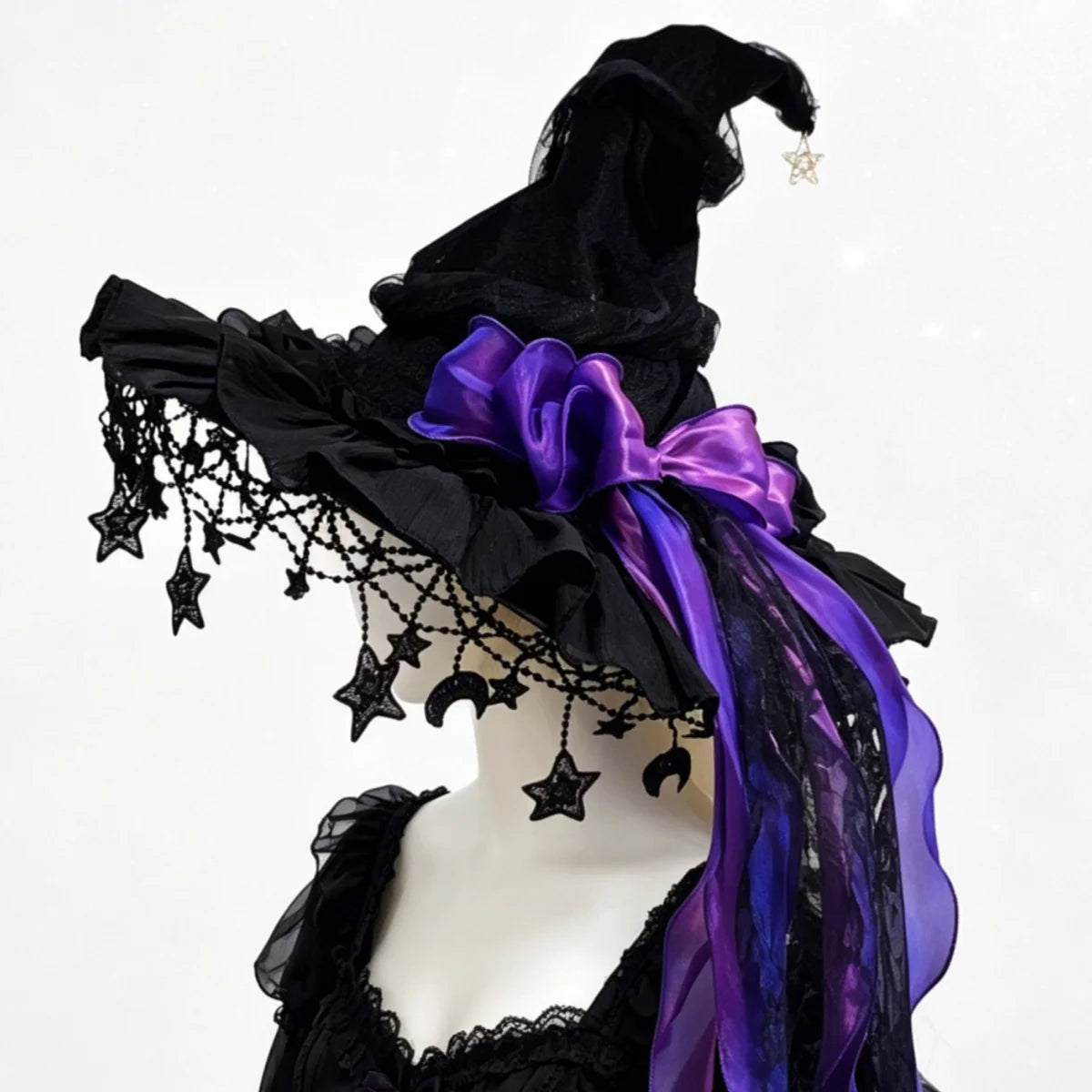 Gothic Witch Hat | Velvet, Lace & Satin Ribbon