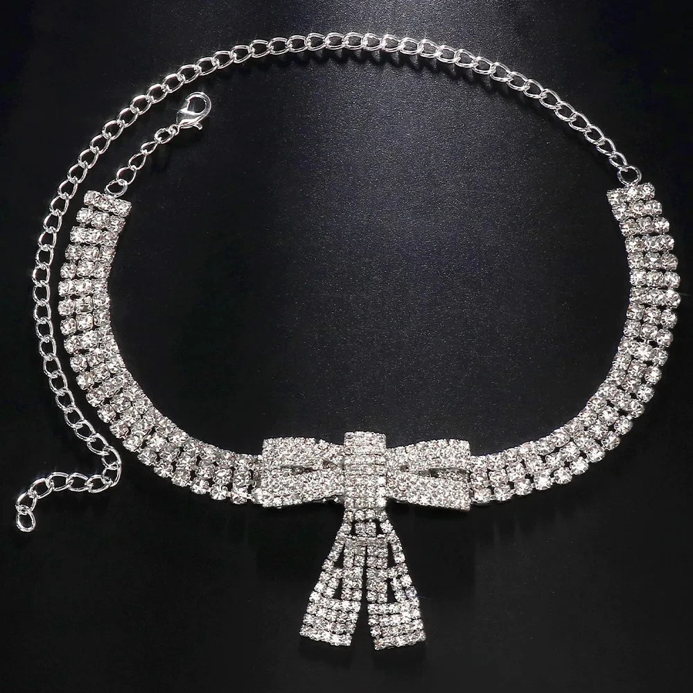 Rhinestone Choker | Bow Pendant