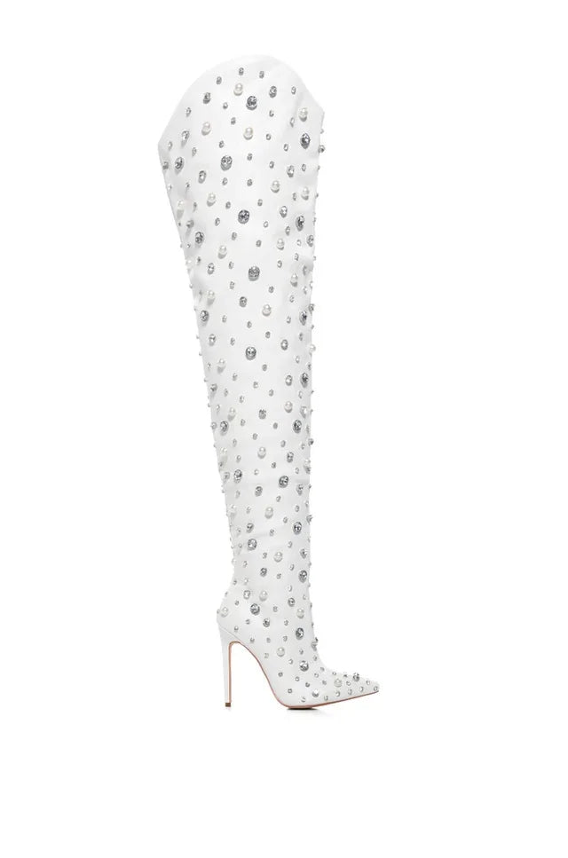Crystal Embellished Over-the-Knee Boots | 10/12cm Heel