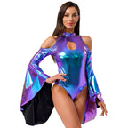 Metallic Bodysuit | Dramatic Flared Sleeves