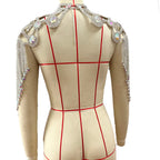 Dazzling Crystal Rhinestone Chain Shoulder Collar - Festival, Drag & Performance Body Jewelry
