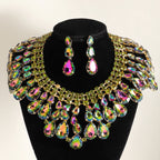 Rhinestone Necklace & Earring Set | Geometric | 3-Piece
