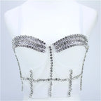 Rhinestone Beaded Bustier Bra Top | Stage & Party