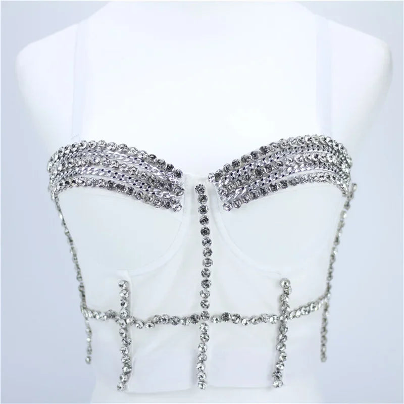 Rhinestone Beaded Bustier Bra Top | Stage & Party