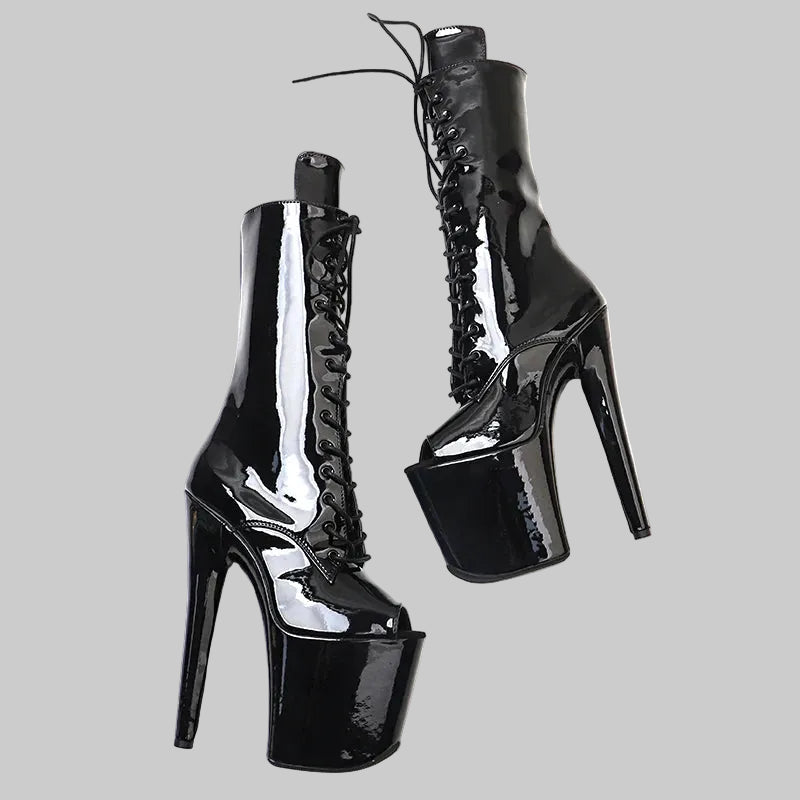 Patent 8-Inch Platform Pole Dance Ankle Boots