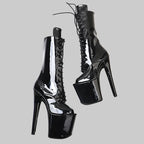 Patent 8-Inch Platform Pole Dance Ankle Boots