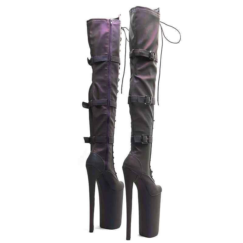 10-Inch Holographic Thigh-High Boots
