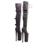 10-Inch Holographic Thigh-High Boots