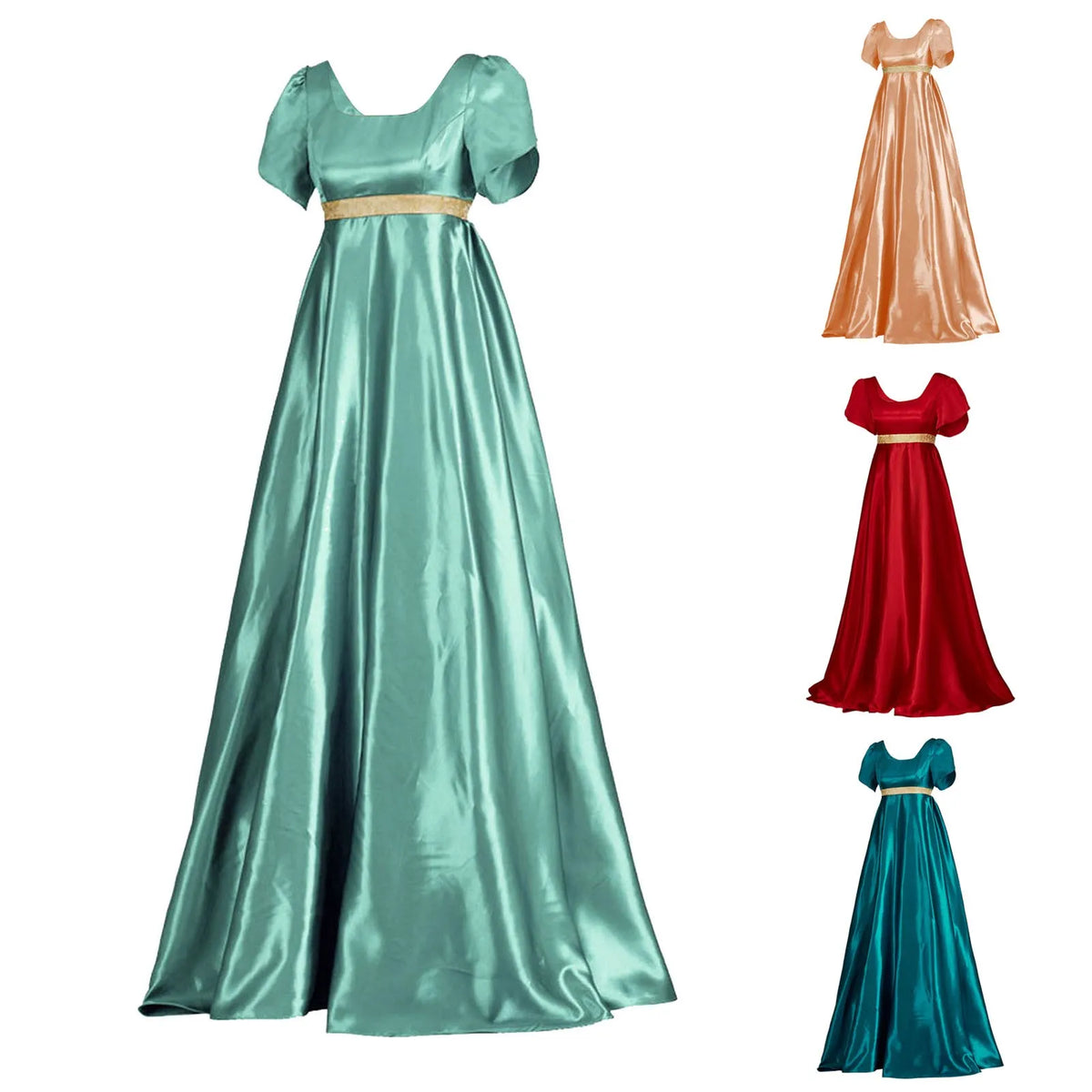 Satin Empire Waist Dress | Short Sleeves