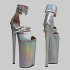 26CM Holographic Platform Sandals - Extreme 10 Inch High Heel Pole Dance Shoes