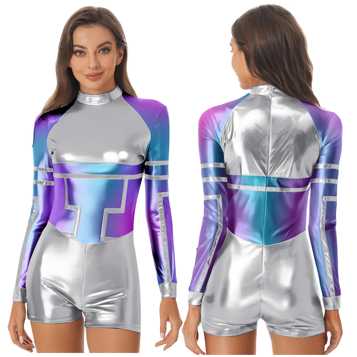 Metallic Space Romper | Long Sleeves