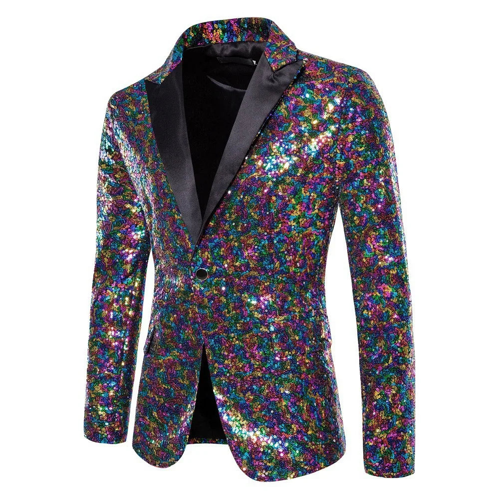 Men's Sequin Blazer | Shawl Collar | Stage & Performance | 14 Colors