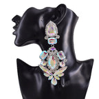 Crystal Dangle Drop Earrings | Clip-On | Oversized