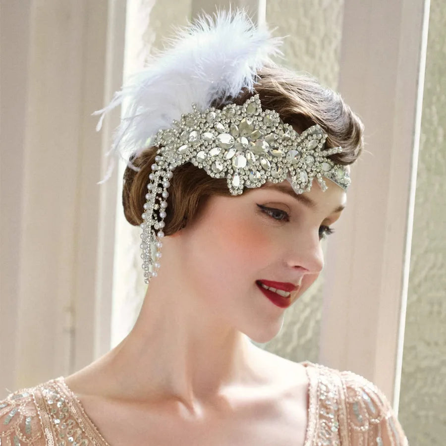 1920s Flapper Headband | Feather Detail