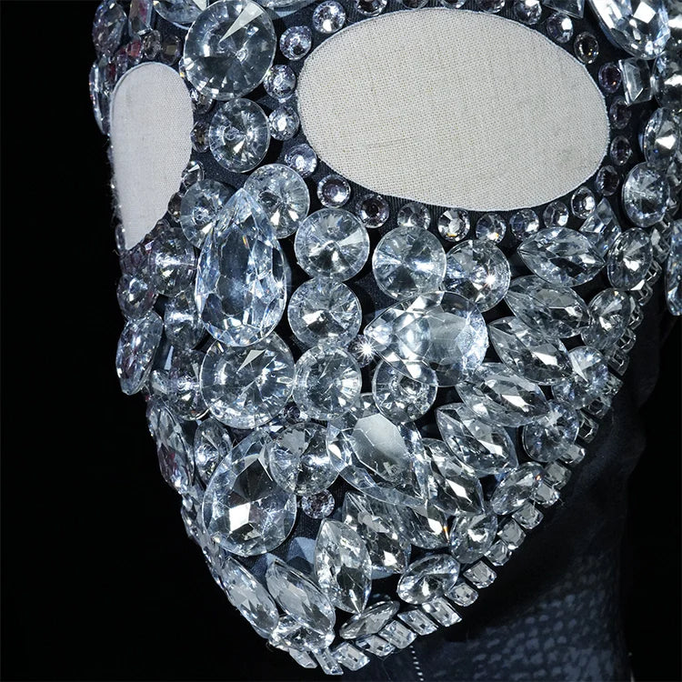 Rhinestone Crystal Performance Balaclava Mask