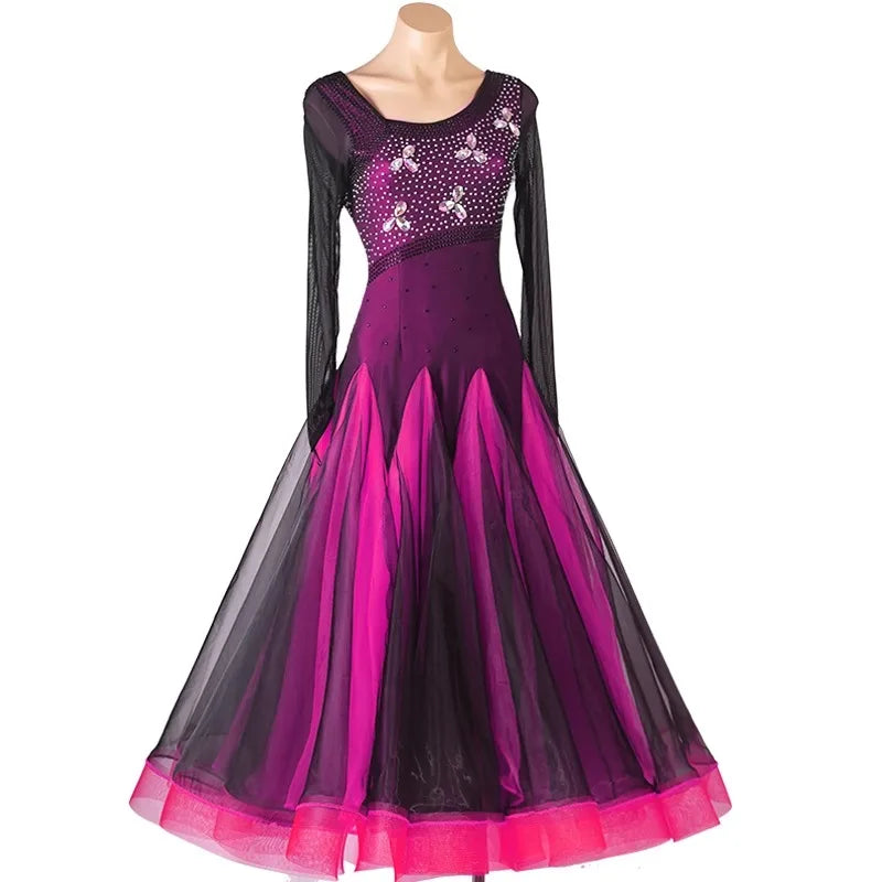 Ombre Ballroom Dance Dress | Waltz Competition Gown | XXS-XXL